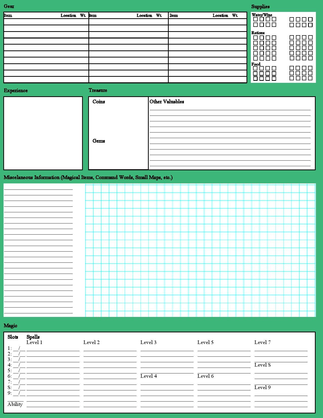 Dungeons And Dragons 2nd Edition Spell Sheets